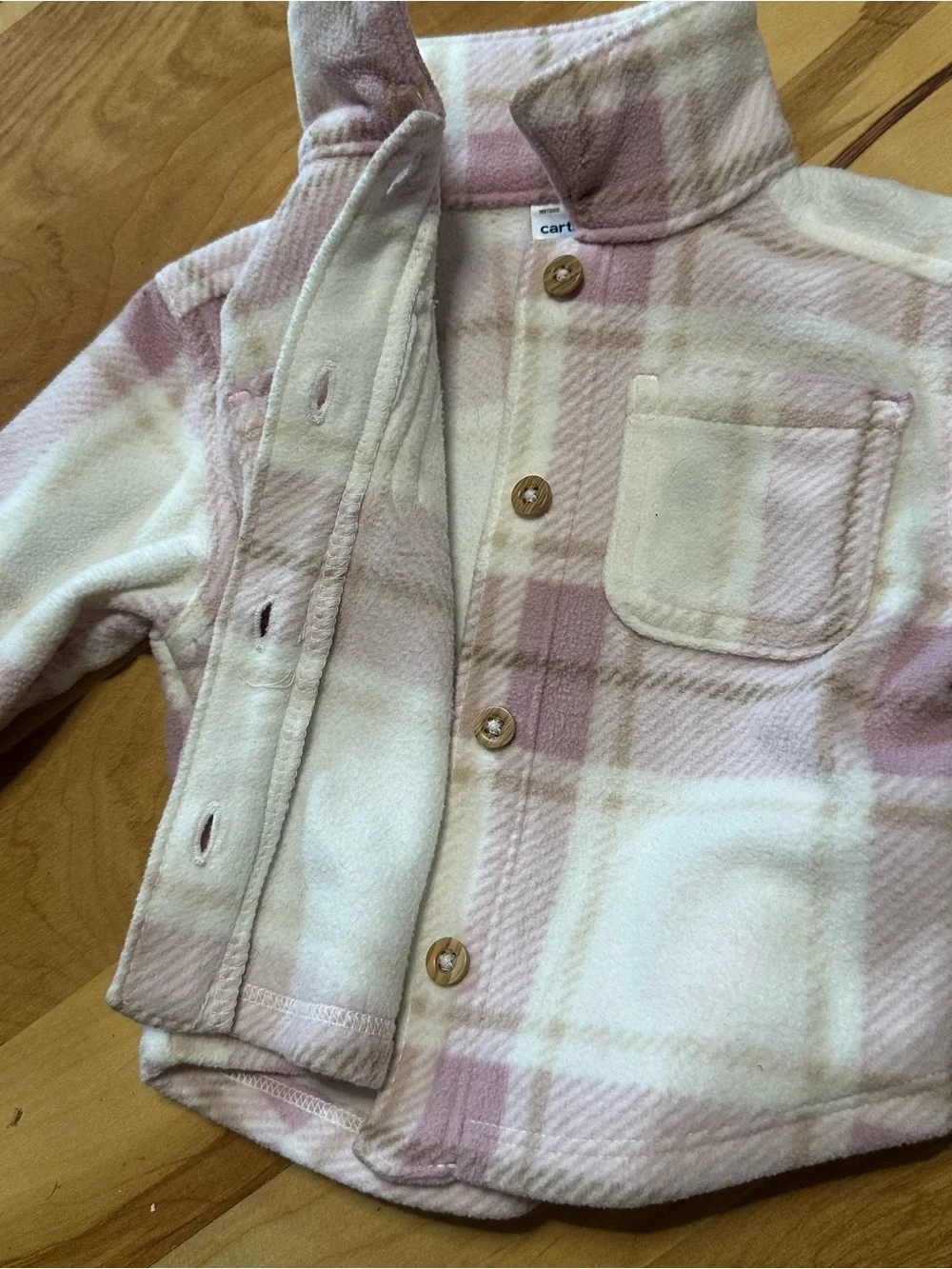 Carter's Pink & Cream Plaid Fleece Button-Up Shirt Jacket
